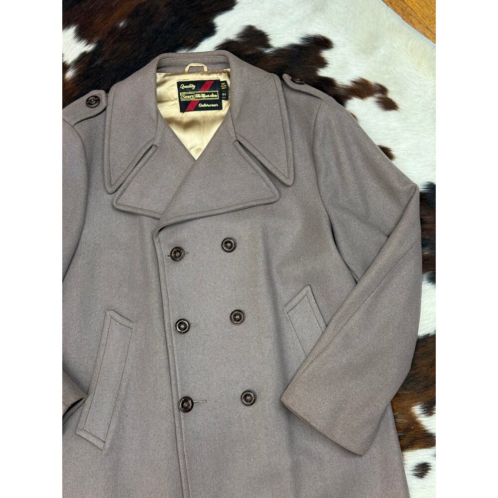 1950's SEARS USA taupe wool double breasted peacoat - Size 44